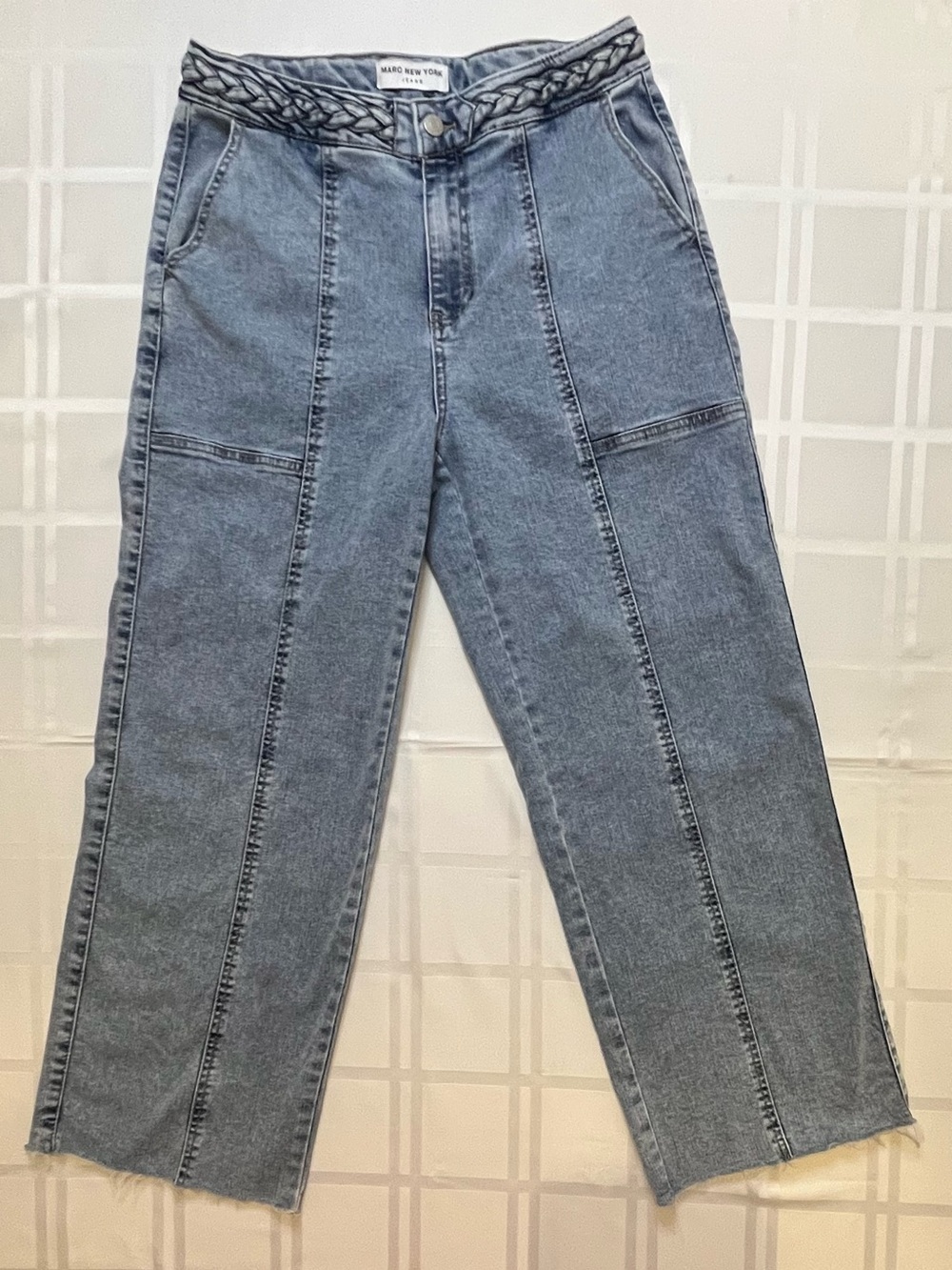 Marc New York Braided Waist Wide Leg Cropped Jeans Size 10
